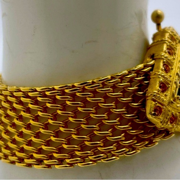 Jackie Kennedy (JBK) Rhinestone Bracelet, Gold Tone - Picture 2 of 6